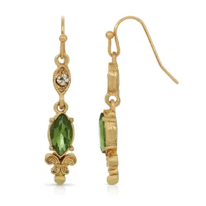 1928 Jewelry La Belle poque Crystal And Emerald Green Dangle Earrings 1928 Jewelry