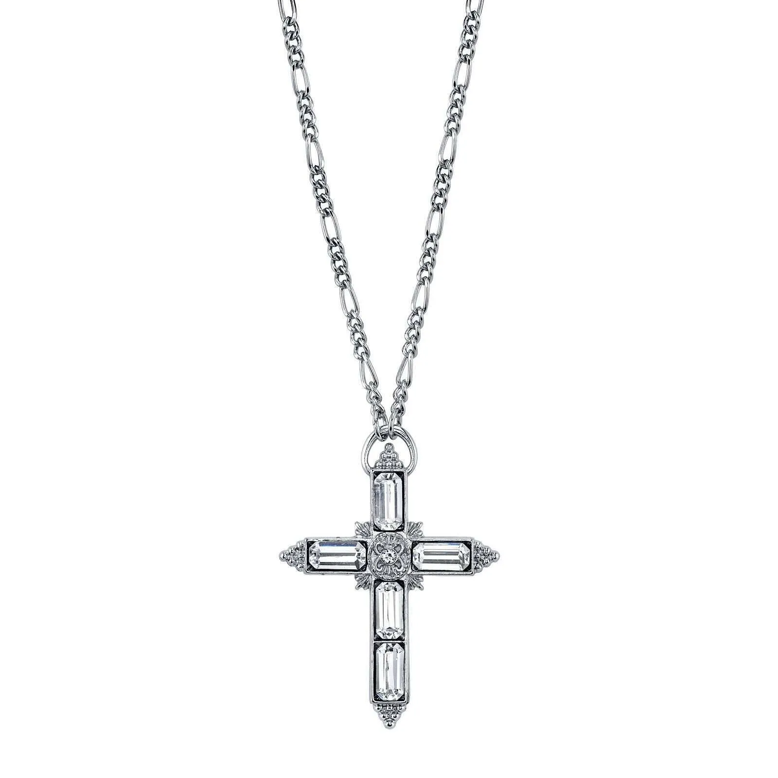 1928 Jewelry Large Crystal Cross Pendant Necklace 28" 1928 Jewelry