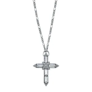 1928 Jewelry Large Crystal Cross Pendant Necklace 28" 1928 Jewelry