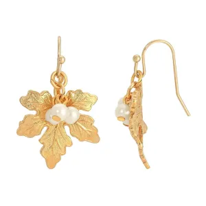 1928 Jewelry Leaf Multi Faux Pearl Drop Earrings 1928 Jewelry