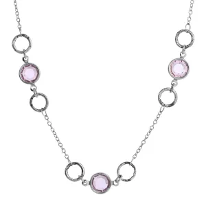 1928 Jewelry Light Amethyst Channel Crystal & Ring Chain Necklace 16"   3" Extender 1928 Jewelry