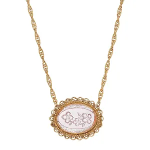 1928 Jewelry Light Amethyst Purple Intaglio Flower Pendant Necklace 16"   3" Extension 1928 Jewelry