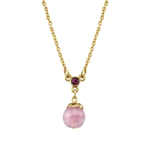 1928 Jewelry Light Amethyst Quartz Glass Round Bead Crystal Accent Drop Pendant Necklace 16"   3" Extender 1928 Jewelry