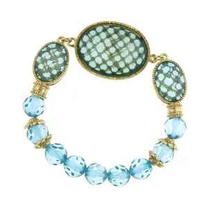 1928 Jewelry Light Aqua Blue Oval Faceted Stretch Bracelet 1928 Jewelry
