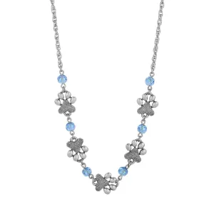 1928 Jewelry Light Blue Sapphire Bead Pewter Paw Necklace 16"   3" Extender 1928 Jewelry