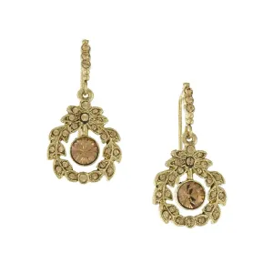 1928 Jewelry Light Colorado Topaz Crystal Wreath Drop Earrings 1928 Jewelry