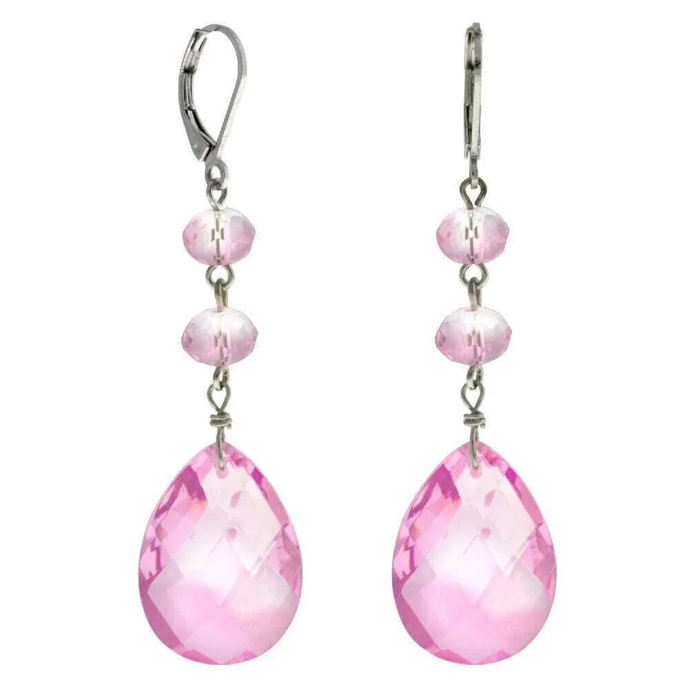 1928 Jewelry Light Rose Briolette Crystal & Beads Drop Earrings 1928 Jewelry