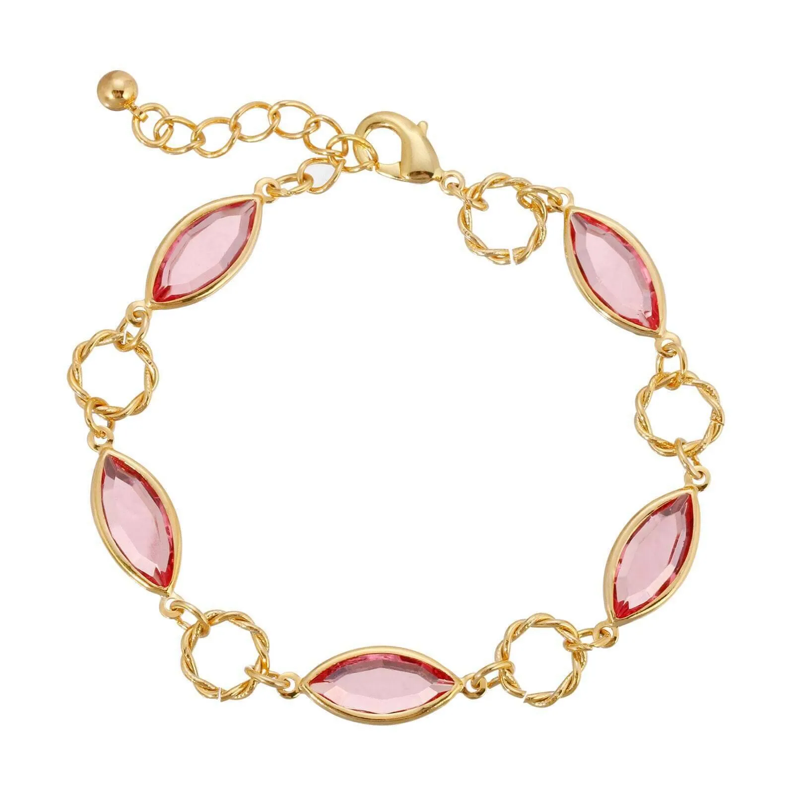 1928 Jewelry Light Rose Pink Austrian Crystal Round Link Bracelet 1928 Jewelry