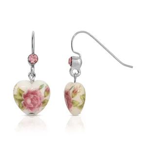 1928 Jewelry Light Rose Pink Crystal Heart Drop Earrings 1928 Jewelry