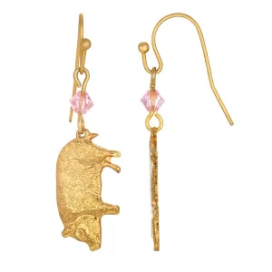 1928 Jewelry Light Rose Pink Crystal Pig Drop Earrings 1928 Jewelry