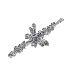1928 Jewelry Light Sapphire Blue Crystal Butterfly Flower Bobby Pin 1928 Jewelry