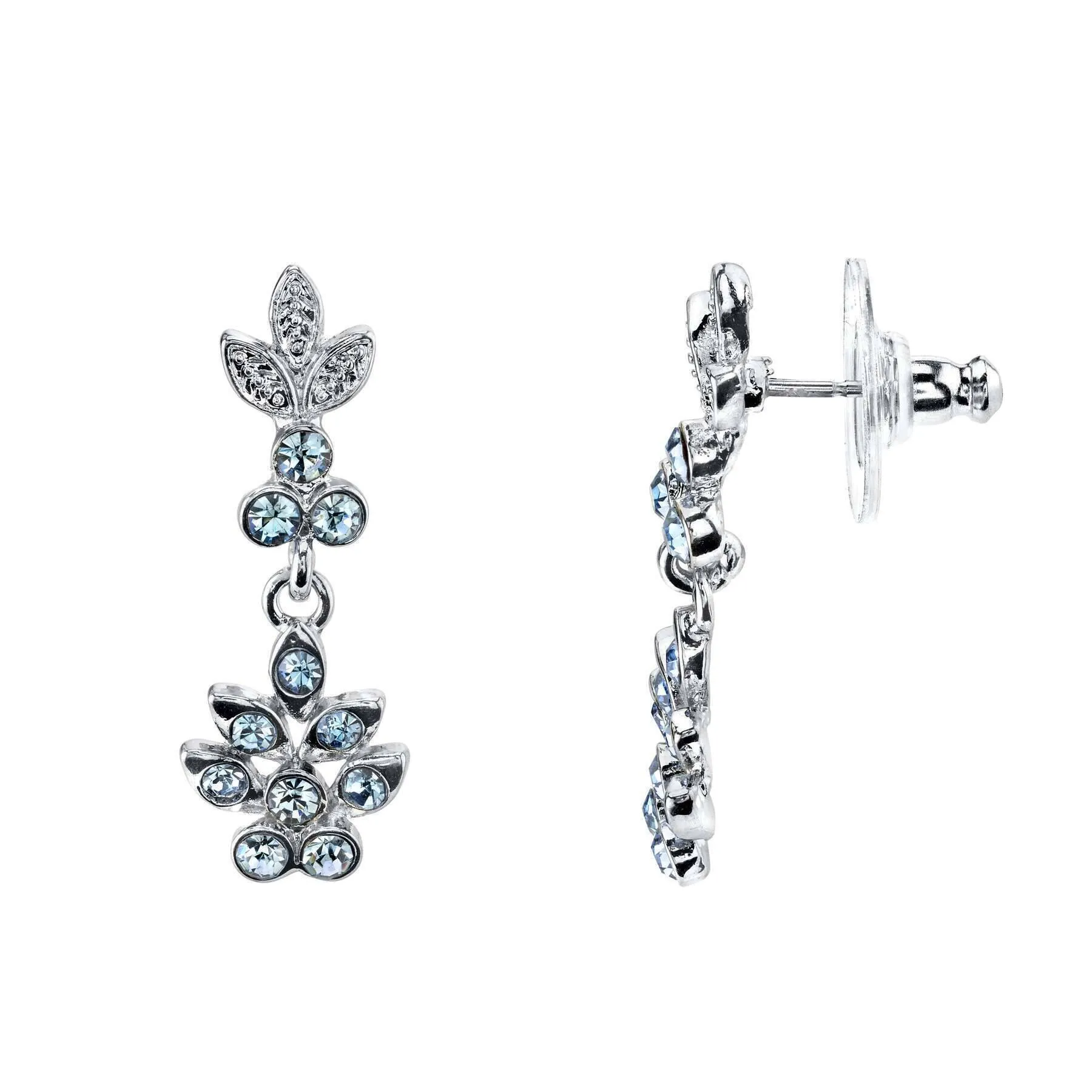 1928 Jewelry Light Sapphire Blue Flower Drop Earrings 1928 Jewelry