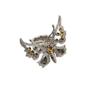 1928 Jewelry Light Topaz And Black Diamond Color Butterfly Stretch Ring 1928 Jewelry