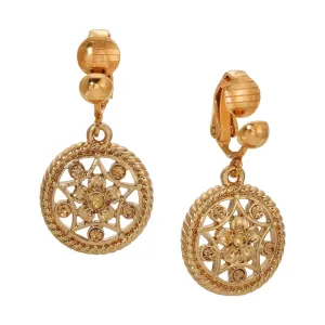 1928 Jewelry Light Topaz Crystal Round Clip On Earrings 1928 Jewelry