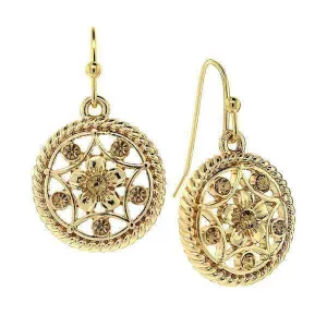 1928 Jewelry Light Topaz Crystal Round Drop Earrings 1928 Jewelry