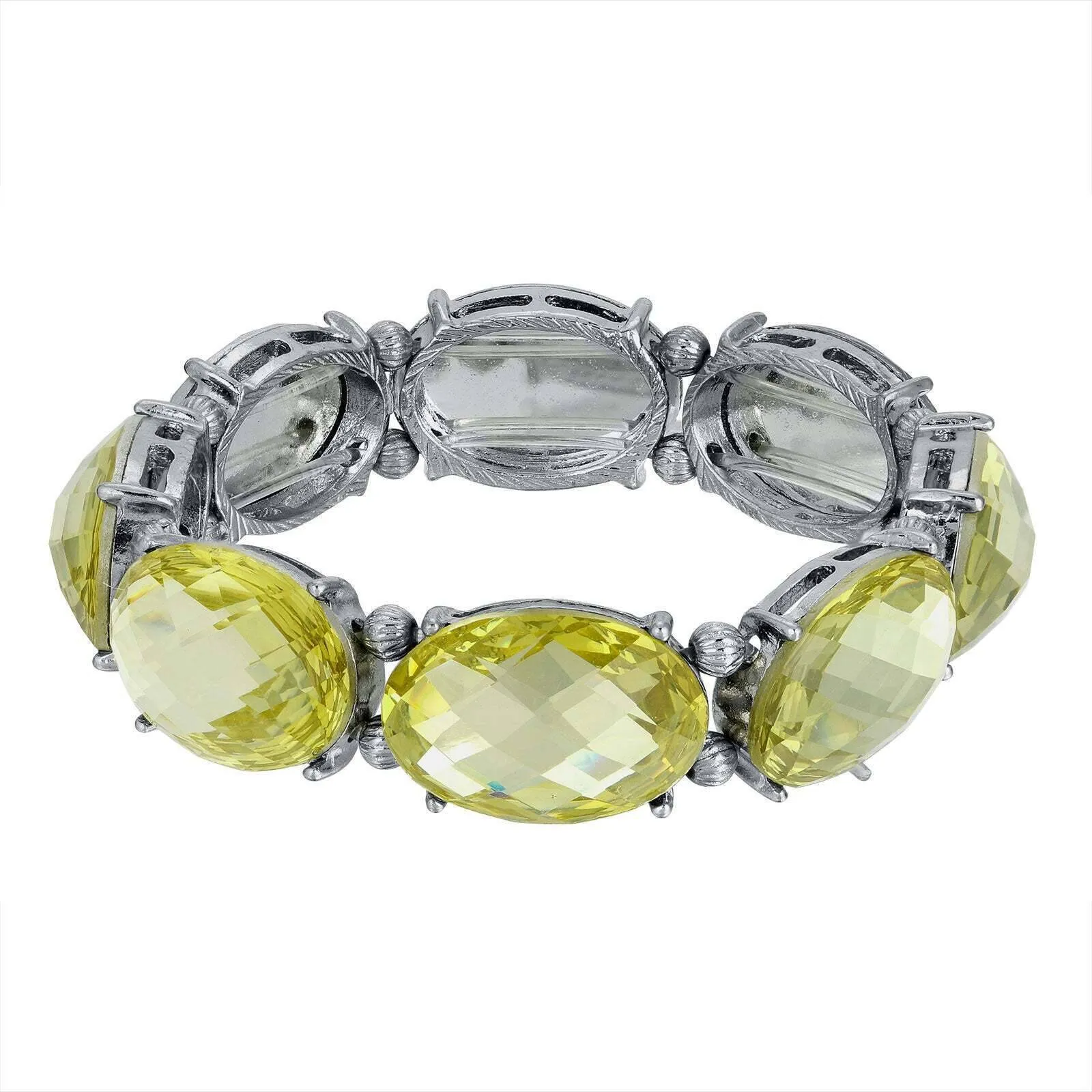 1928 Jewelry Light Yellow Crystal Oval Faceted Stretch Bracelet 1928 Jewelry
