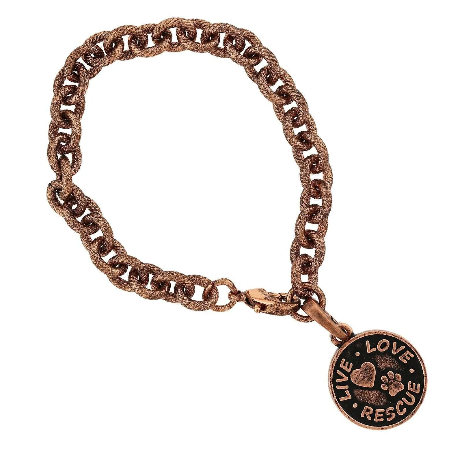 1928 Jewelry Link Chain Live Love Rescue Charm Pendant Bracelet 1928 Jewelry