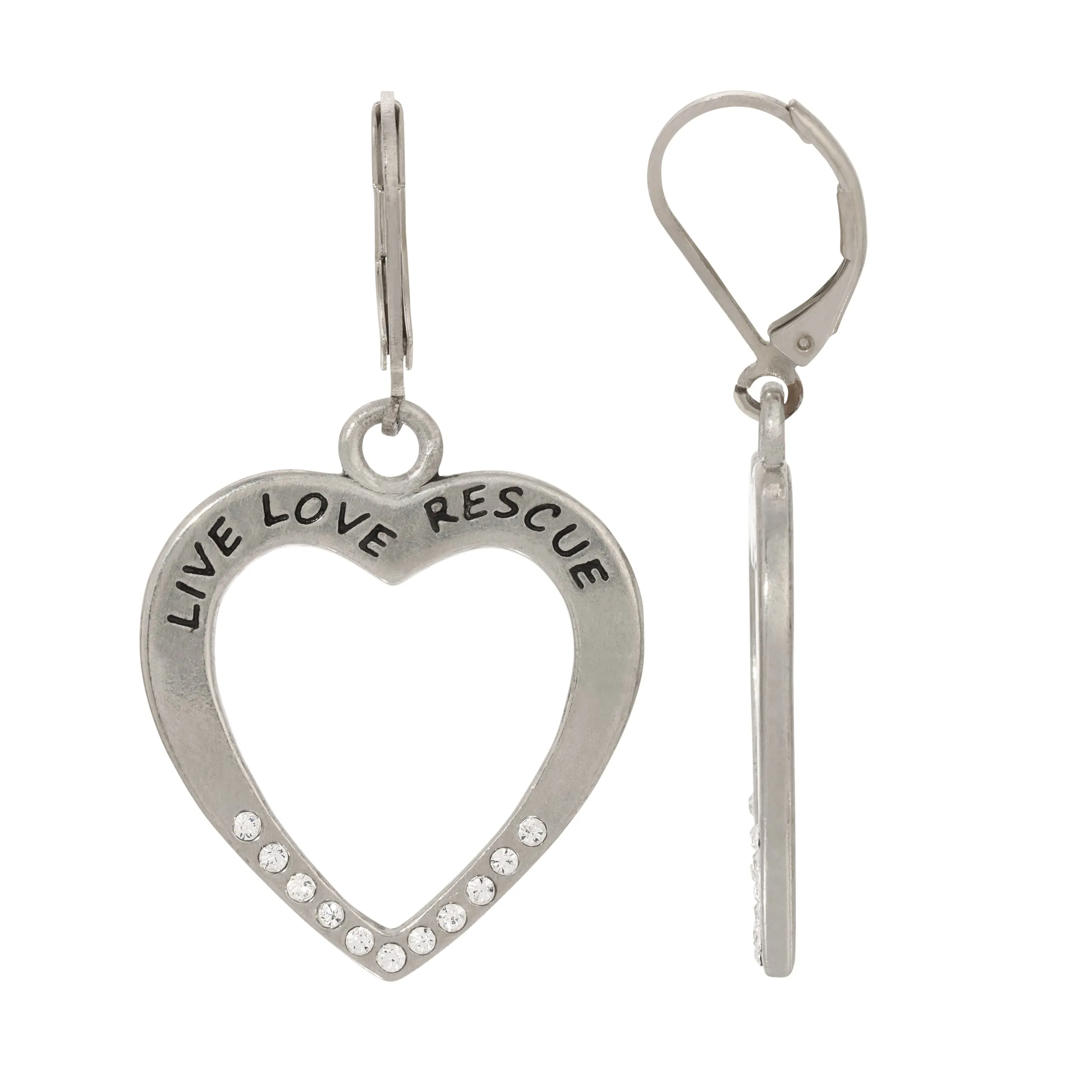 1928 Jewelry Live Love Rescue Crystal Heart Drop Earrings 1928 Jewelry