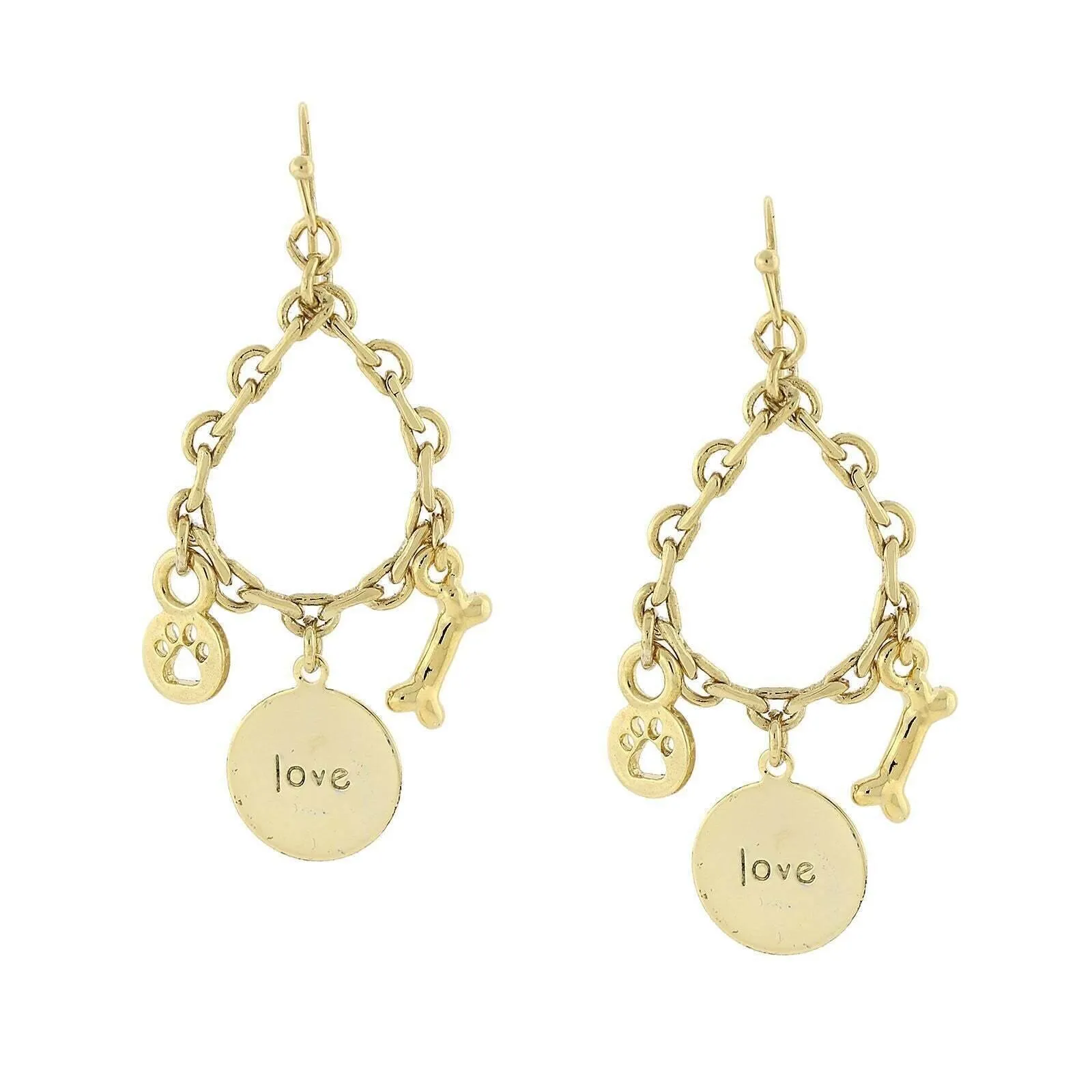 1928 Jewelry Live Love Rescue Hope Paw Bone Drop Earrings 1928 Jewelry