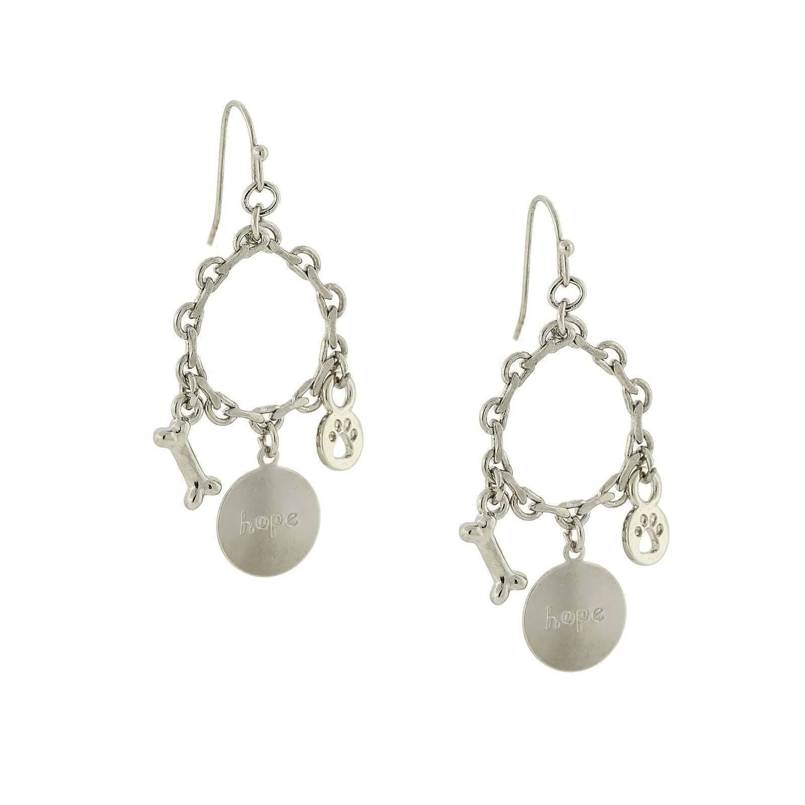 1928 Jewelry Live Love Rescue Hope Paw Bone Drop Earrings 1928 Jewelry
