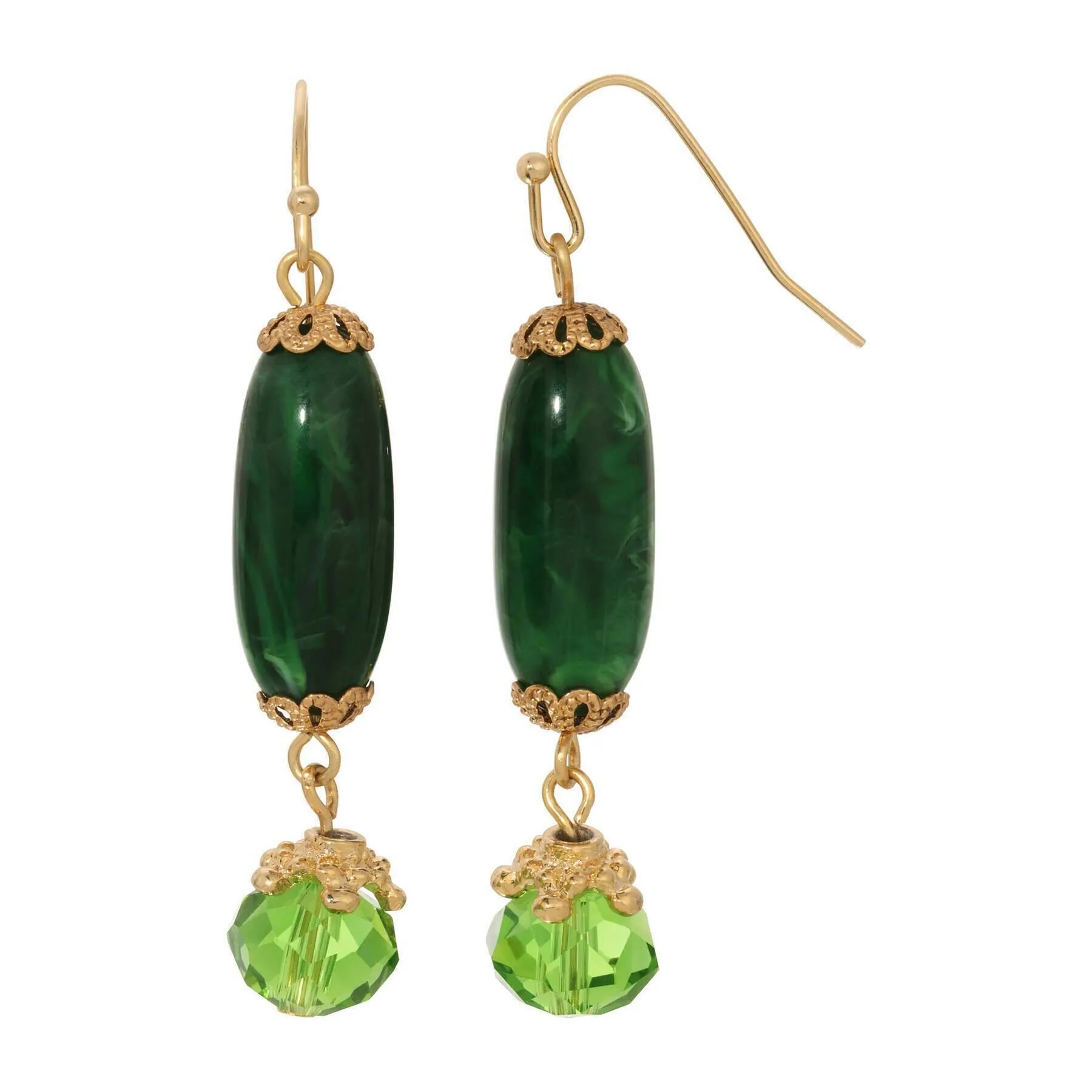 1928 Jewelry Long Bead & Crystal Dangle Earrings 1928 Jewelry