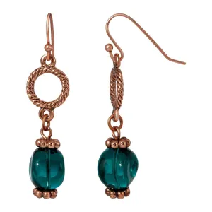 1928 Jewelry Loop & Teal Blue Baroque Glass Bead Drop Earrings 1928 Jewelry