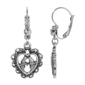 1928 Jewelry Love Birds Crystal Drop Earrings 1928 Jewelry