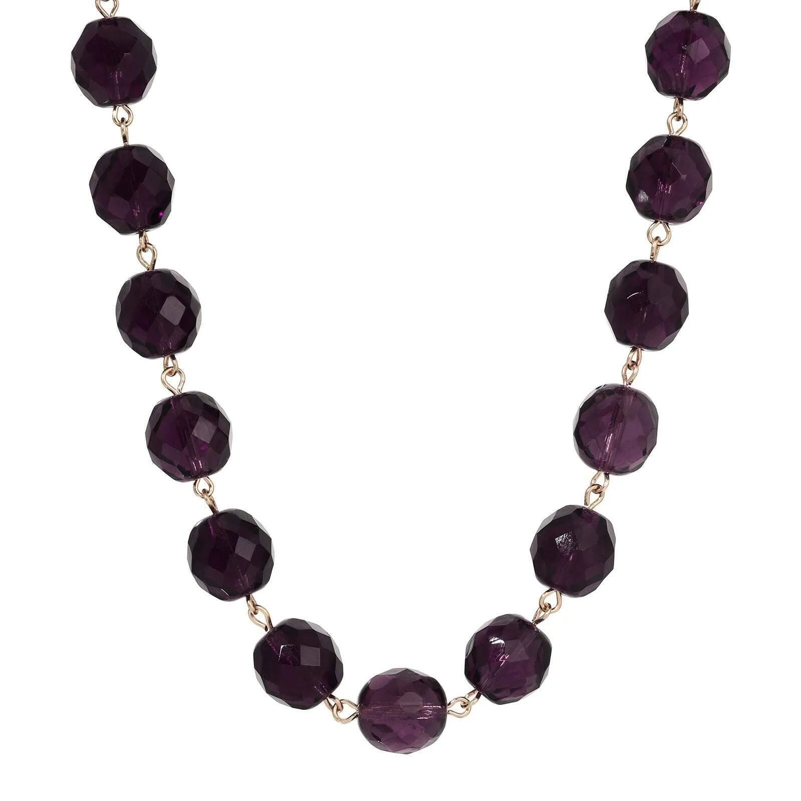 1928 Jewelry Luminous Fire Polished Crystal Glass Necklace 16"   3" Extension 1928 Jewelry