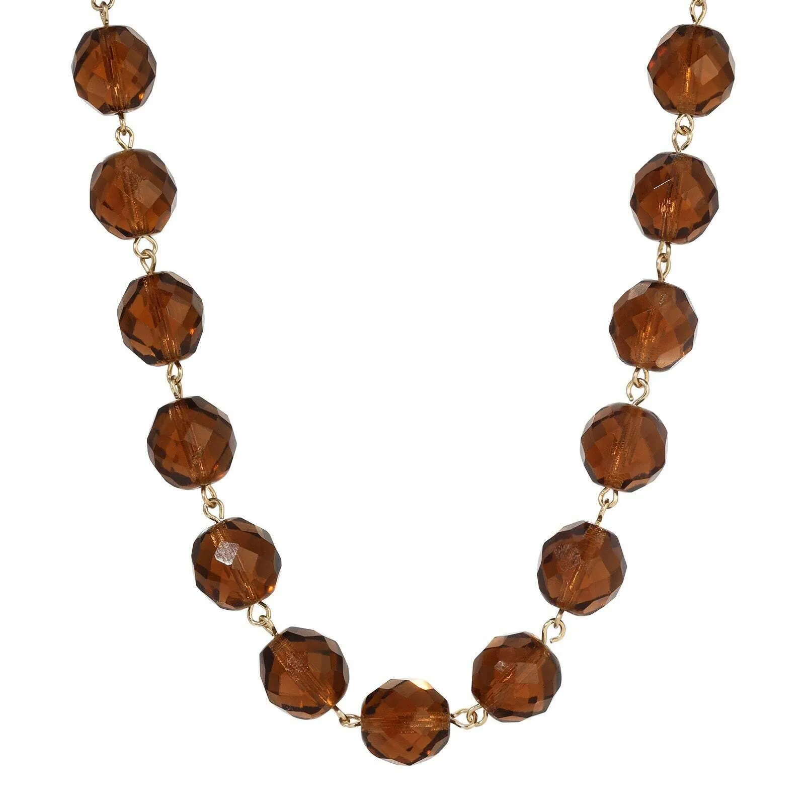 1928 Jewelry Luminous Fire Polished Crystal Glass Necklace 16"   3" Extension 1928 Jewelry