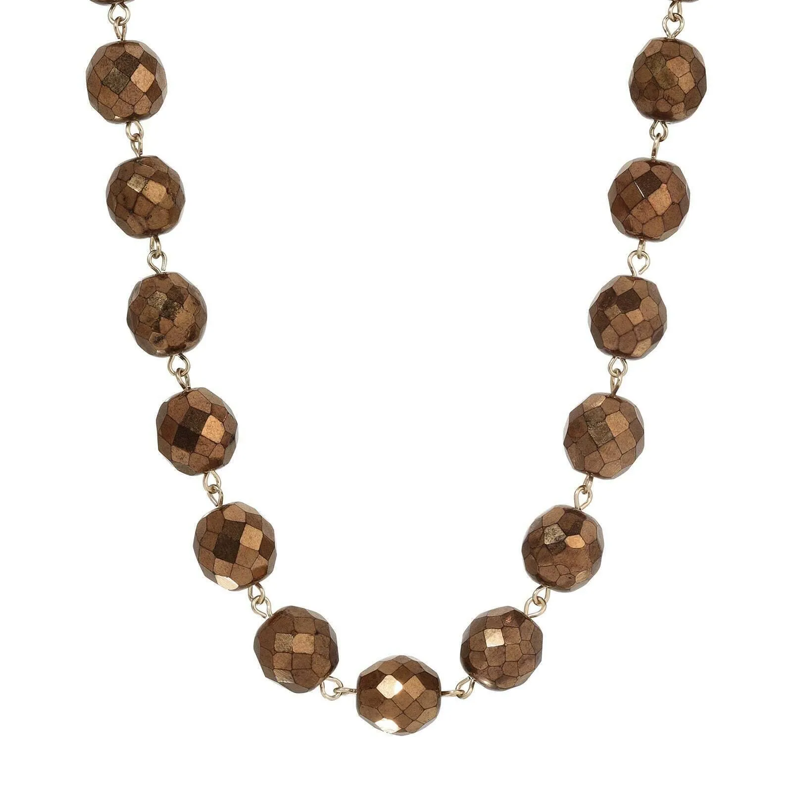 1928 Jewelry Luminous Fire Polished Crystal Glass Necklace 16"   3" Extension 1928 Jewelry