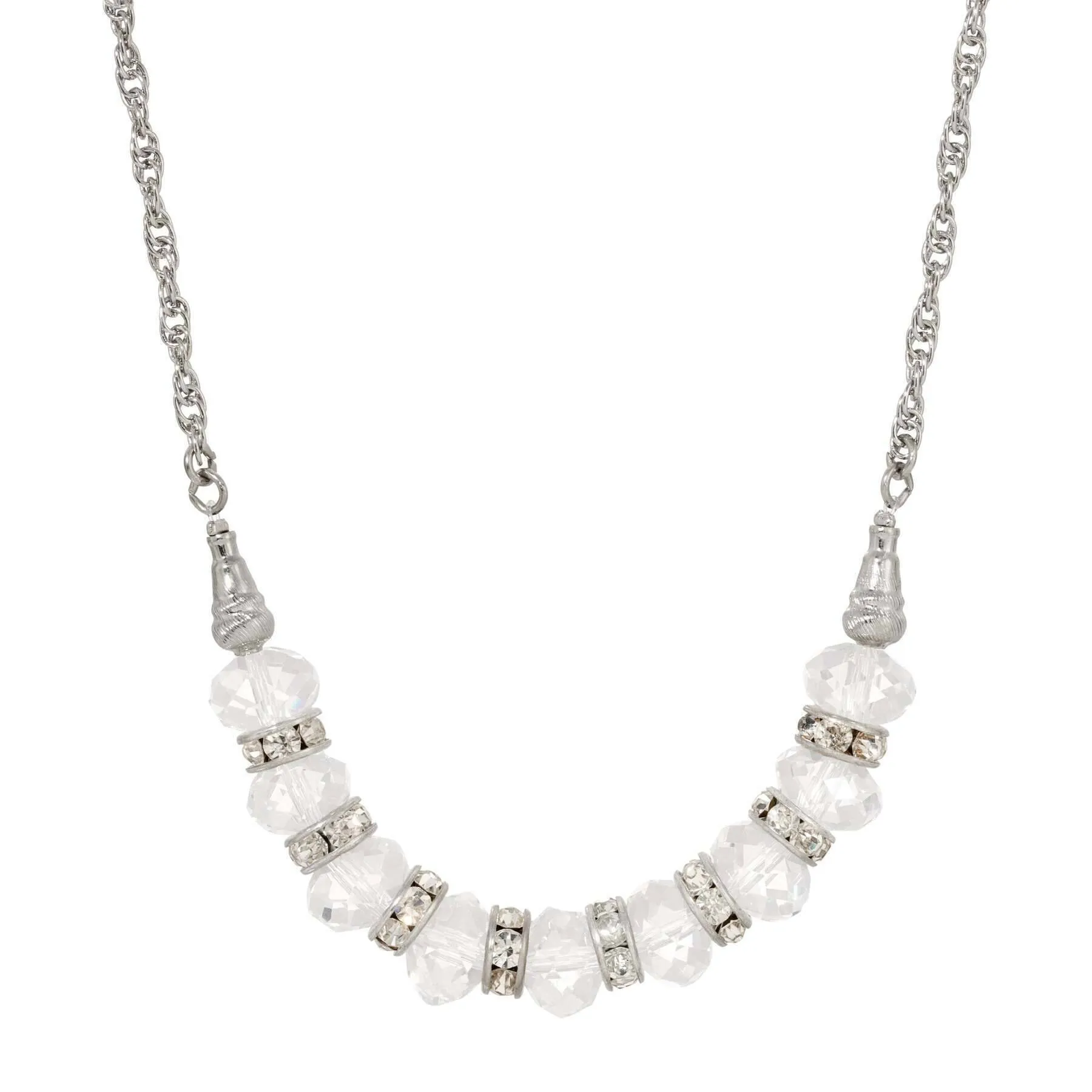 1928 Jewelry Luxueuse Crystal Beaded Chain Necklace 16"   3" Extension 1928 Jewelry