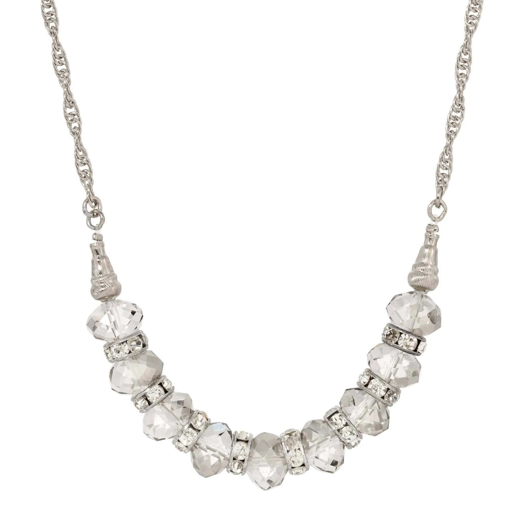 1928 Jewelry Luxueuse Crystal Beaded Chain Necklace 16"   3" Extension 1928 Jewelry