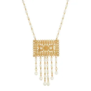 1928 Jewelry Magnifica Flor Faux Pearl Pendant Necklace 16"   3" Extender 1928 Jewelry