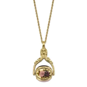 1928 Jewelry Manor House 3 Sided Spinner Pendant Necklace 30" 1928 Jewelry