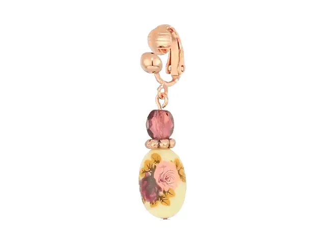 1928 Jewelry Manor House Rose Purple Crystal Bead Flower Drop Clip On Earrings 1928 Jewelry