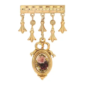 1928 Jewelry Manor House Royal Rose & Charms Bar Pin 1928 Jewelry