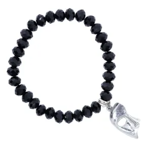 1928 Jewelry Masquerade Mask Black Beaded Stretch Bracelet 1928 Jewelry
