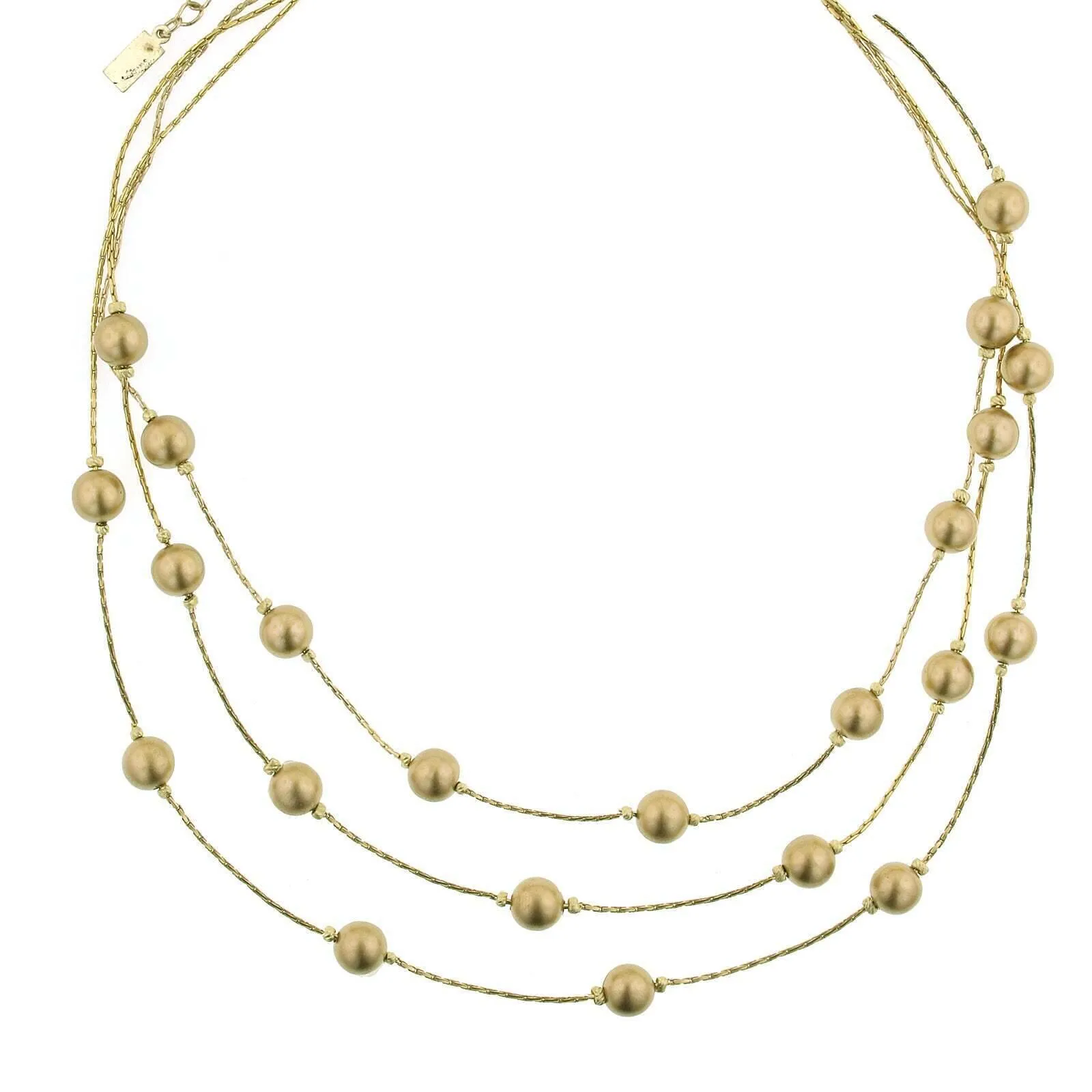 1928 Jewelry Matte Gold 8mm Faux Pearl Strandage Necklace 16"   3" Extender 1928 Jewelry