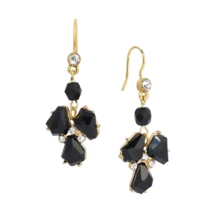 1928 Jewelry Melange Black Stone Crystal Drop Earrings 1928 Jewelry
