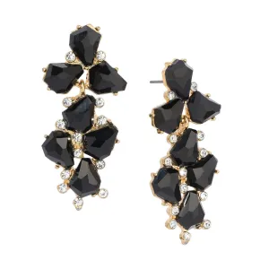 1928 Jewelry Melange Black Stone Crystal Post Drop Earrings 1928 Jewelry