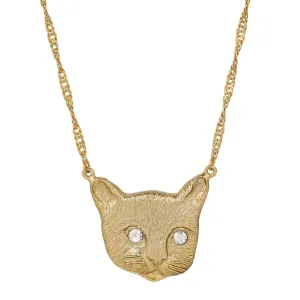 1928 Jewelry Meow Meow Crystal Eyes Pendant Necklace 17" 1928 Jewelry