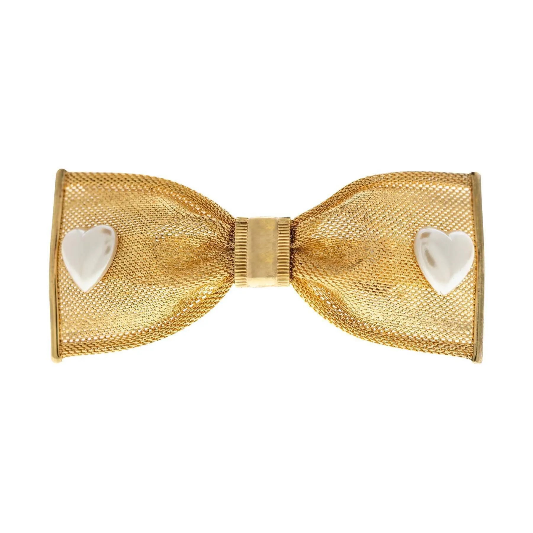 1928 Jewelry Mesh Bow With Hearts Hair Barrette 1928 Jewelry