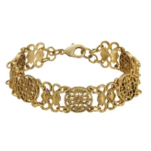 1928 Jewelry Meso Round Intricate Filigree Link Bracelet 1928 Jewelry