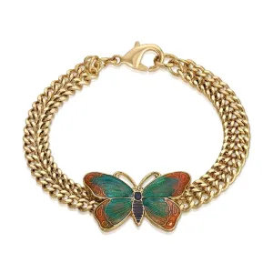 1928 Jewelry Metamorphic Butterfly Double Curb Bracelet, 7.25"L 1928 Jewelry
