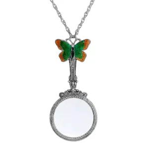 1928 Jewelry Metamorphic Butterfly Magnifying Glass Necklace 28" - Magnification Power: 1-2X 1928 Jewelry