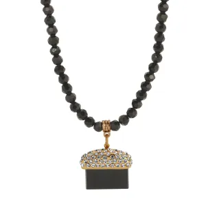 1928 Jewelry Midnight Promenade Onyx Gemstone Crystal Pendant Necklace 15"   3" Extension 1928 Jewelry