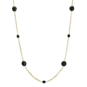 1928 Jewelry Minuit Black Glass Beaded Link Necklace 17" 1928 Jewelry