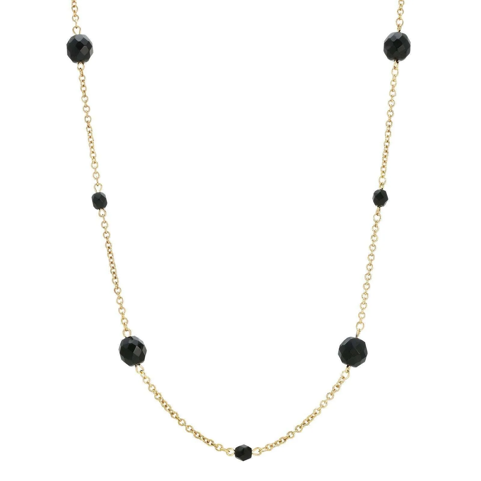 1928 Jewelry Minuit Black Glass Beaded Link Necklace 17" 1928 Jewelry