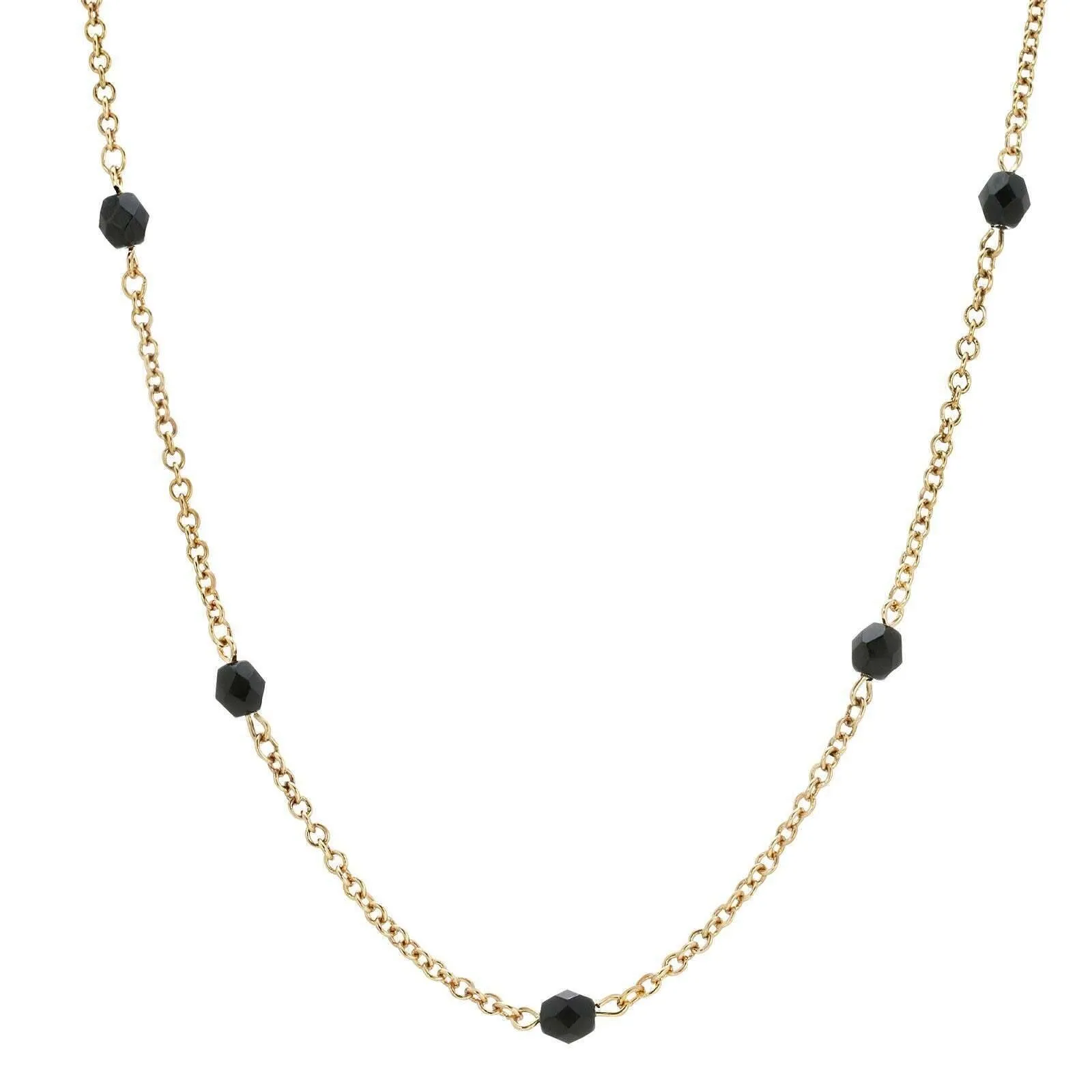 1928 Jewelry Minuit Black Glass Beaded Link Necklace 24" 1928 Jewelry