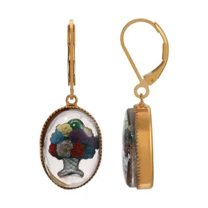 1928 Jewelry Mixed Flower Bouquet German Glass Drop Earrings 1928 Jewelry